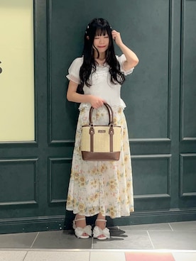 「axes femme（アクシーズファム）のアイテム（かごバッグ）」を使った、ぁゅゅさん（レディース・154cm）の夏コーディネート