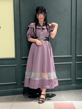 「アイテム（ワンピース/ドレス、パープル系）」を使った、ぁゅゅさん（レディース・154cm）の夏コーディネート