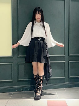 「モード系」｜「アイテム（シャツ/ブラウス）」を使った、ぁゅゅさん（レディース・154cm）の夏コーディネート