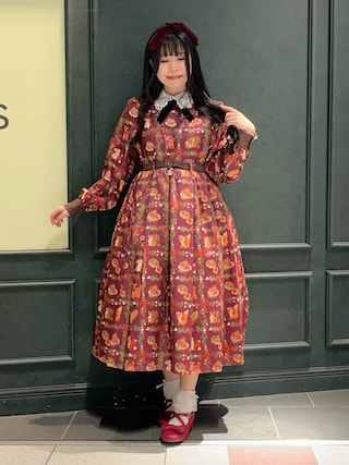 アクシーズファム　カワイイ　森のケーキ屋さんワンピース　生成り 森のケーキ屋さん柄ワンピース | kawaii | axes femme online shop