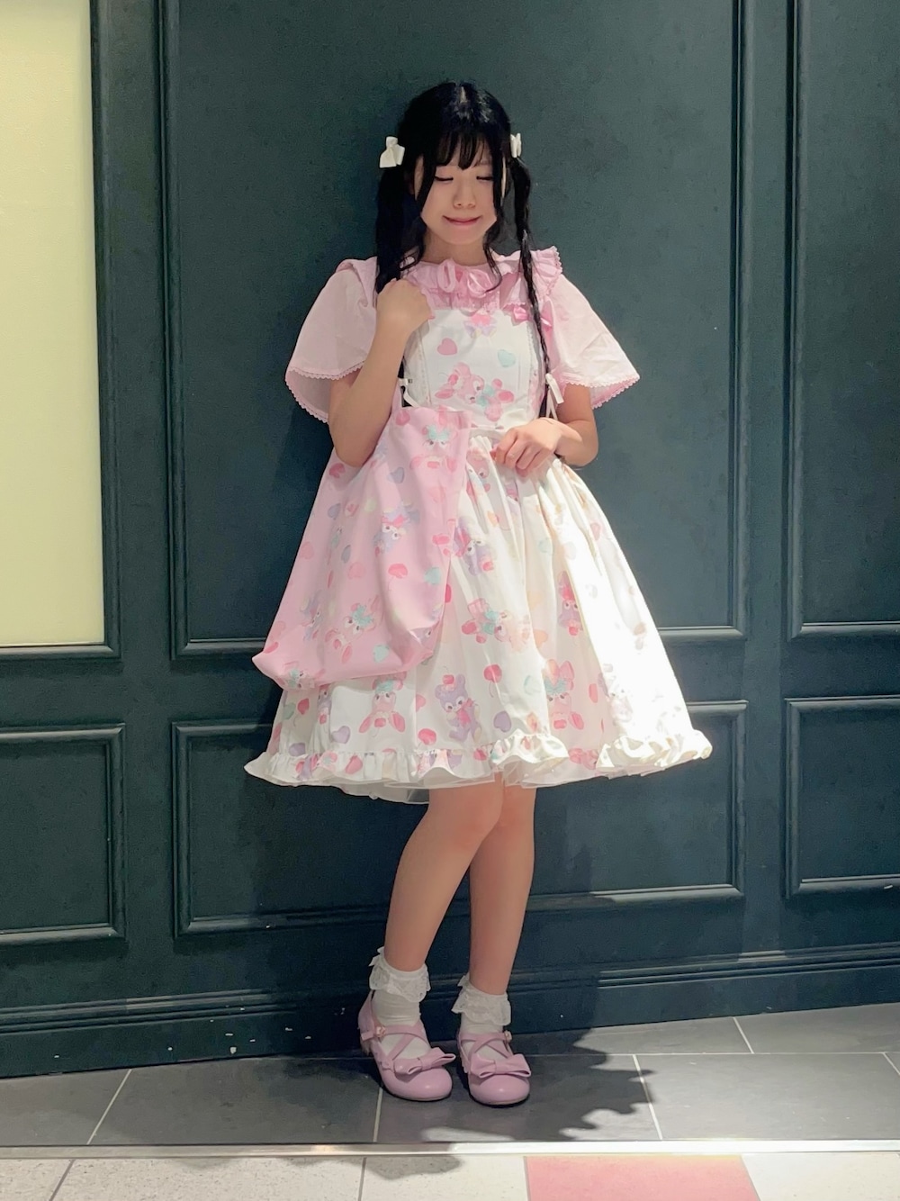 「Chalmiere、ロリータ、ロリータファッション、lolita、lolitafashion、ガーリー、ガーリーコーデ、ロリィタ、低身長、低身長コーデ、ワンピース、ワンピースコーデ」｜「ChalmiereのＦａｎｃｙＤｏｌｌｓ ＪＳＫ（ワンピース、ホワイト系）」を使った、ぁゅゅさん（レディース・154cm）の夏コーディネートの1枚目の写真