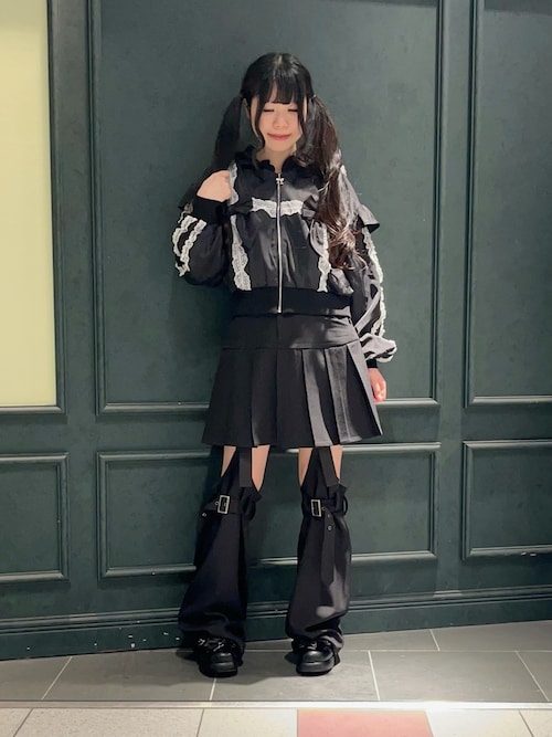 axes femme POETIQUE リボンフリルブルゾン ブラック セール】リボンフリルブルゾン（ブルゾン）｜axes femme