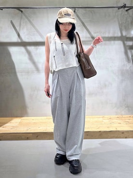 「アイテム（スウェットパンツ）」を使った、Miyunさん（レディース・157cm・20代）の夏コーディネート