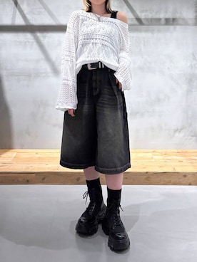 「PAGEBOY（ページボーイ）のモードバックルベルト3（ベルト、ブラック系）」を使った、Miyunさん（レディース・156cm）の春コーディネート