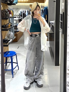 「PAGEBOY（ページボーイ）のモードバックルベルト3（ベルト、ブラック系）」を使った、Miyunさん（レディース・156cm）の春コーディネート