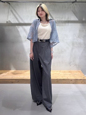 「PAGEBOY（ページボーイ）のハトメミュールサンダル（サンダル、ブラック系）」を使った、Miyunさん（レディース・156cm）の夏コーディネート