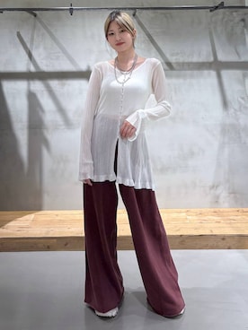 「PAGEBOY（ページボーイ）のサイドタックルーズウラケパンツ/イージーパンツ【4color・2size】（スウェットパンツ）」を使った、Miyunさん（レディース・157cm）の夏コーディネート