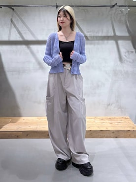「PAGEBOY（ページボーイ）のプラットチャンキースニーカー（スニーカー、ブラック系）」を使った、Miyunさん（レディース・156cm）の春コーディネート