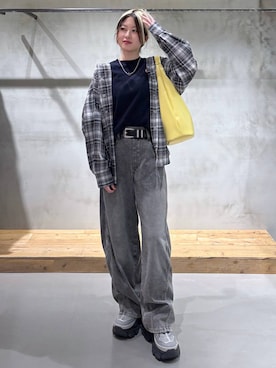 「PAGEBOY（ページボーイ）のモードバックルベルト3（ベルト、ブラック系）」を使った、Miyunさん（レディース・156cm）の春コーディネート