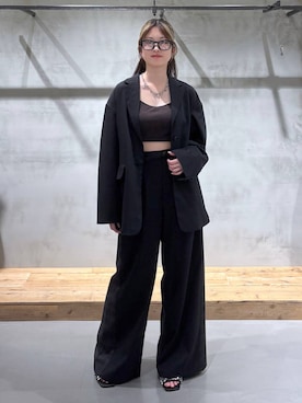 「PAGEBOY（ページボーイ）の【セットアップ対応】チェックMIXジャケット 《2サイズ展開》（テーラードジャケット）」を使った、Miyunさん（レディース・157cm）の夏コーディネート