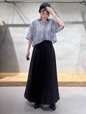 「PAGEBOY（ページボーイ）のハトメミュールサンダル（サンダル、ブラック系）」を使った、Miyunさん（レディース・156cm）の夏コーディネート