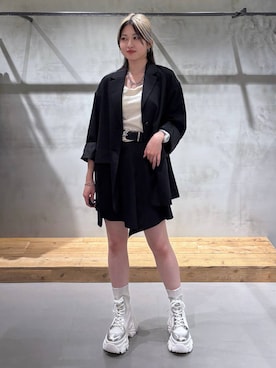 「PAGEBOY（ページボーイ）の【セットアップ対応】チェックMIXジャケット 《2サイズ展開》（テーラードジャケット）」を使った、Miyunさん（レディース・157cm）の秋コーディネート