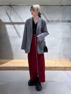 「PAGEBOY（ページボーイ）の【セットアップ対応】チェックMIXジャケット 《2サイズ展開》（テーラードジャケット）」を使った、Miyunさん（レディース・157cm）の秋コーディネート