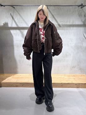 「PBLIM（ページボーイリム）のアイテム（ブルゾン）」を使った、Miyunさん（レディース・156cm）の冬コーディネート