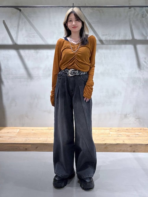 WEB限定サイズあり>タックデニムパンツ（デニムパンツ