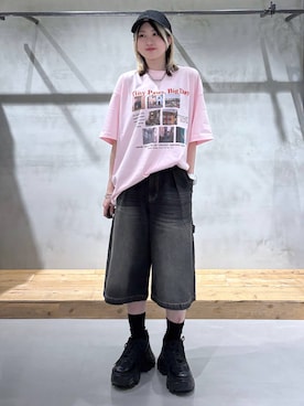 「PAGEBOY（ページボーイ）のプラットチャンキースニーカー【3サイズ展開・軽量】（スニーカー、ブラック系）」を使った、Miyunさん（レディース・156cm）の春コーディネート