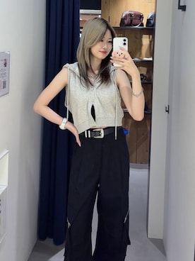 「PAGEBOY（ページボーイ）のTRカーゴスラックス（カーゴパンツ）」を使った、Miyunさん（レディース・157cm・20代）の夏コーディネート