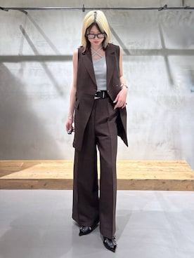「PAGEBOY（ページボーイ）のヴィンテージバックルベルト（ベルト、ブラック系）」を使った、Miyunさん（レディース・156cm）の春コーディネート