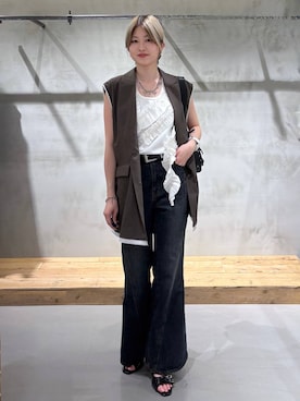 「アイテム（その他アウター、ブラウン系）」を使った、Miyunさん（レディース・157cm）の夏コーディネート
