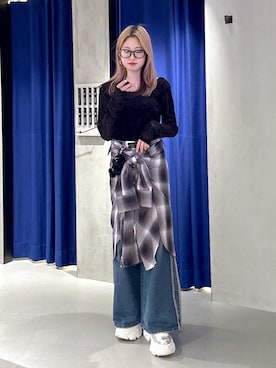 「ストリートカジュアル」｜「アイテム（ブーツ）」を使った、Miyunさん（レディース・156cm）の秋コーディネート