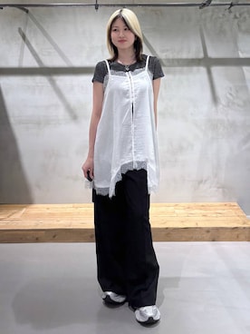 「PAGEBOY（ページボーイ）のレースドッキングホックキャミ（キャミソール、ホワイト系）」を使った、Miyunさん（レディース・156cm）の夏コーディネート
