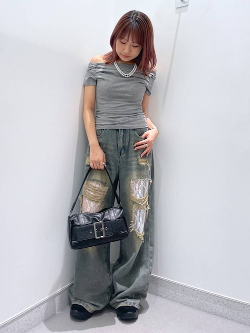 【2025SS】ダメージレースデニムパンツ