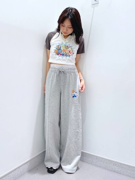 「FOREVER 21（フォーエバー トゥエンティーワン）のアイテム（スウェットパンツ）」を使った、rikopin1209さん（レディース・153cm）の夏コーディネート