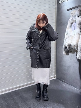 「アイテム（ムートンコート）」を使った、rikopin1209さん（レディース・153cm）の冬コーディネート