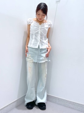 「アイテム（モカシン/デッキシューズ）」を使った、rikopin1209さん（レディース・153cm）の夏コーディネート