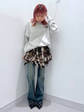 「FOREVER 21（フォーエバー トゥエンティーワン）のアイテム（スウェット）」を使った、rikopin1209さん（レディース・153cm）の冬コーディネート