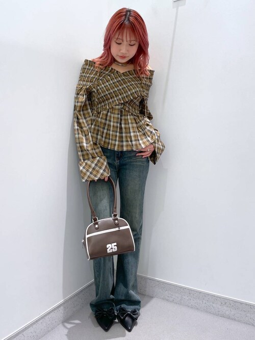 【チョーカーセット】【全3色】オフショルダーブラウス　クリーム ブルー ブラック 【off-y25040303top】(mja )(250411) チョーカーセット】【全3色】オフショルダーブラウス クリーム
