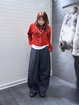 「アイテム（カーディガン/ボレロ、レッド系）」を使った、rikopin1209さん（レディース・153cm）の冬コーディネート