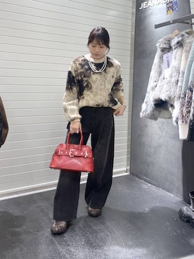 「アイテム（ボストンバッグ、レッド系）」を使った、rikopin1209さん（レディース・153cm）の秋コーディネート