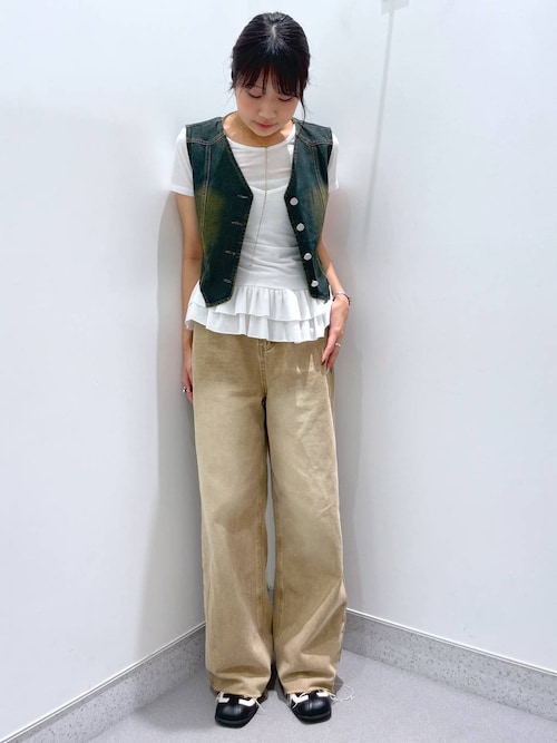 5/21限定価格2025ss toujours ワークプルオーバーベスト セール】【2025SS】デニムコンパクトジレ（ベスト）｜FOREVER 21