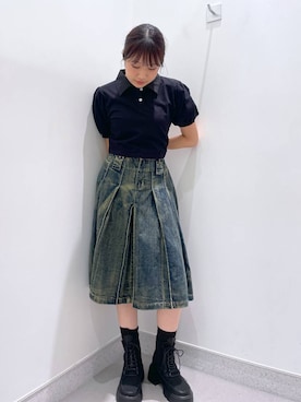 「アイテム（デニムスカート）」を使った、rikopin1209さん（レディース・153cm）の夏コーディネート