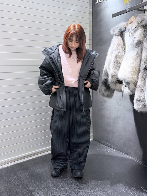 セール】レザーパファーフードブルゾン/634608（ブルゾン）｜JEANASIS