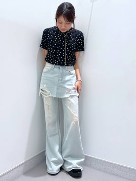 「アイテム（モカシン/デッキシューズ）」を使った、rikopin1209さん（レディース・153cm）の夏コーディネート