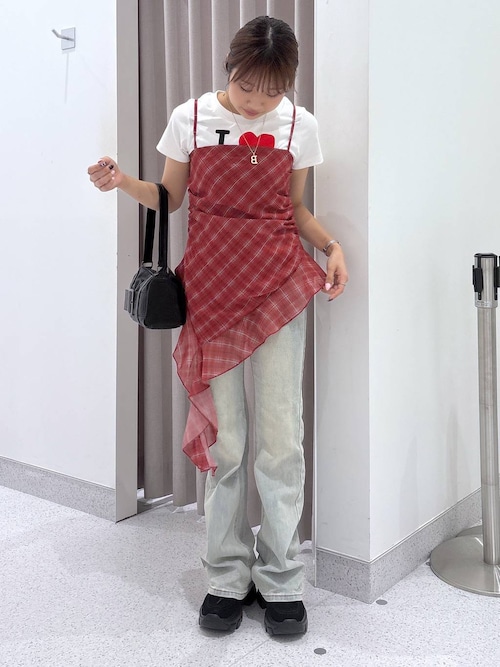 tシャツ オンブレチェックキャミチュニック　579492 レディース 2025SS】カスケードチェックキャミチュニック（チュニック