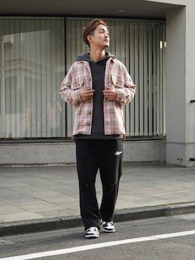 「チェック柄に恋してる」｜「アイテム（スウェットパンツ）」を使った、keigoyamazakiさん（メンズ・173cm）の秋コーディネート