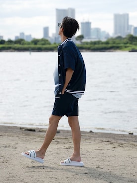 「半袖シャツ」｜「アイテム（ブルゾン）」を使った、keigoyamazakiさん（メンズ・173cm）の夏コーディネート