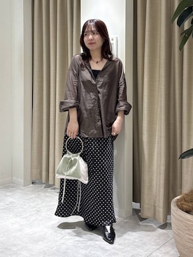 「mysty woman（ミスティウーマン）のモールドカップ付きインナーキャミソール２　497419（Camisole、ブラック系）」を使った、harunaさん（レディース・147cm）の春コーディネート