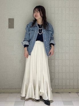 「mysty woman（ミスティウーマン）のKUROKIデニムジャケット 636660（Denim jacket、ブルー系）」を使った、harunaさん（レディース・147cm）の春コーディネート