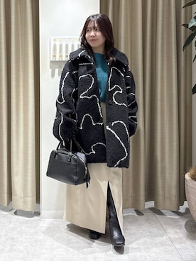 「アイテム（ステンカラーコート）」を使った、harunaさん（レディース・147cm・30代）の冬コーディネート