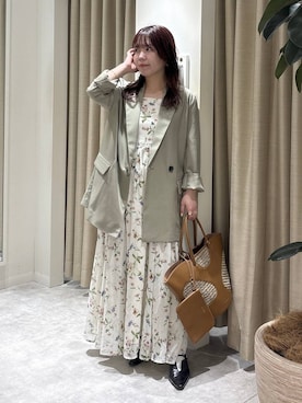 「mysty woman（ミスティウーマン）の【LE VERNIS】ハンドルトート（Tote、ブラウン系）」を使った、harunaさん（レディース・147cm）の春コーディネート