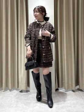 「アイテム（ノーカラージャケット）」を使った、harunaさん（レディース・147cm）の秋コーディネート