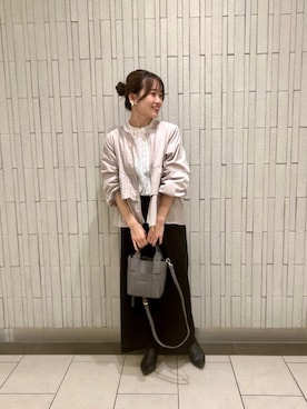 「フェミニンコーデ」｜「アイテム（ブルゾン）」を使った、hinaさん（レディース・155cm）の秋コーディネート
