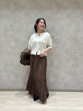 「柄スカート」｜hinaさん（レディース・155cm）の夏コーディネート
