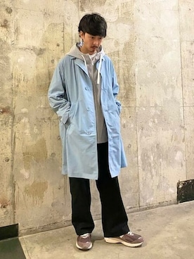 「ストライプ」｜「アイテム（ステンカラーコート）」を使った、B:MING by BEAMS MENさん（メンズ・171cm）の春コーディネート