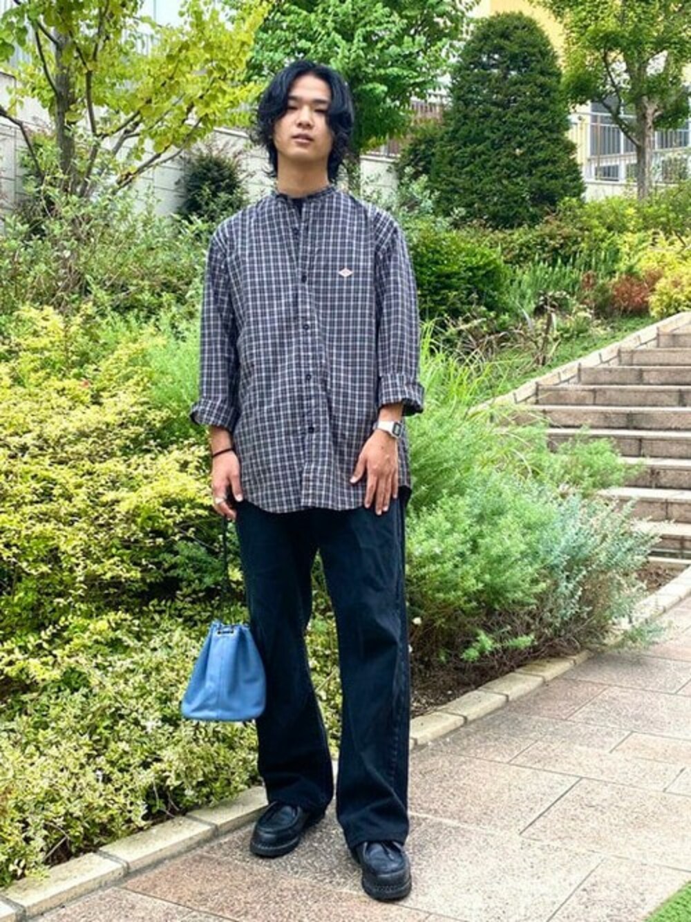 ダントンモールスキンバンドカラーシャツ