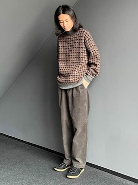 「B:MING by BEAMS（ビーミングバイビームス）のB:MING by BEAMS / 7ゲージ チェックジャカード タートルネックニット（ニット/セーター）」を使った、B:MING by BEAMS MENさん（メンズ・180cm）の秋コーディネート